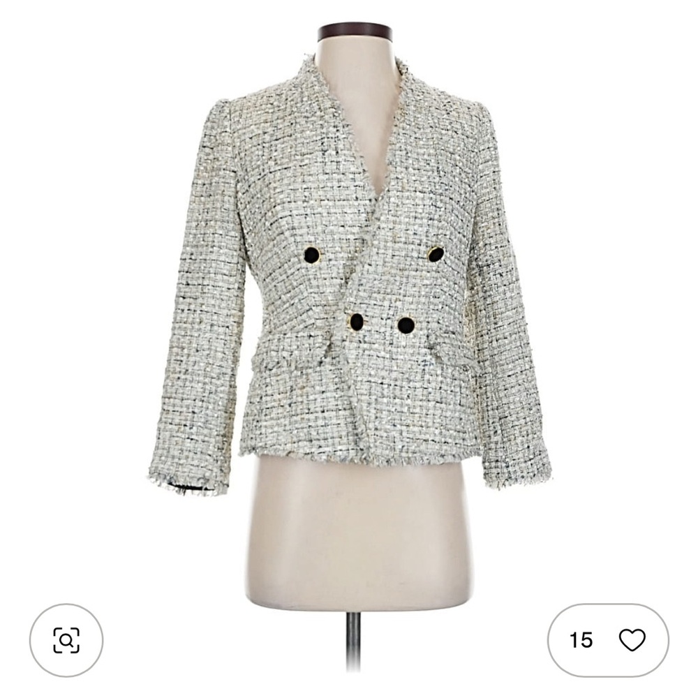 Ann Taylor Tweed Jacket Blazer in Cream and Black